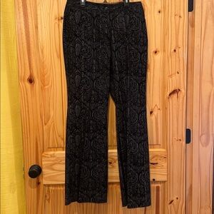 Black Flocked Patterned Pants Size 12